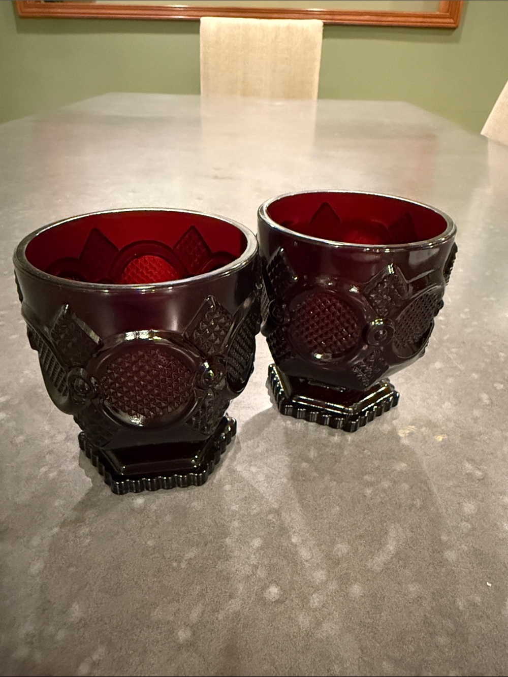 Avon Cape Cod Vintage Deep Red Glass Accent Tumblers - Set of 2